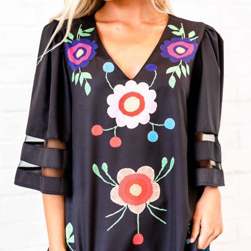 Bojo Peasant Floral Blouse Bella Bell Sleeve Top